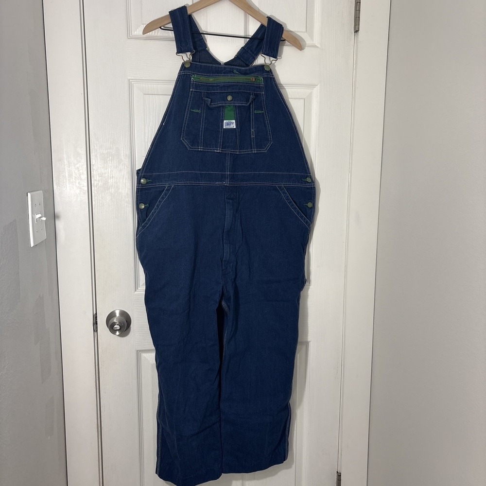 Liberty Overalls Denim Bib Overalls Men's 42x23 HEMMED Carpenter Workwear